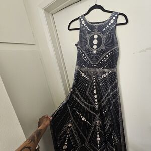 Blackmilk Elegant Black and Silver Maxi Dress